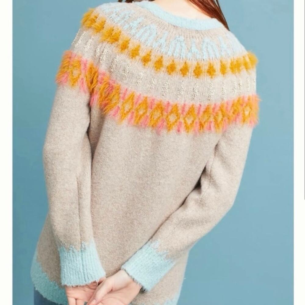Anthropologie Sleeping on Snow Fair Isle Tunic Sweater – Size Medium - Picture 11 of 11